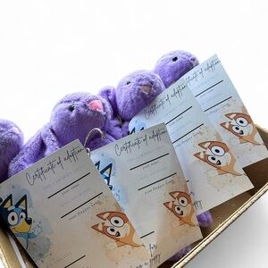 Bluey Party Floppy Plush Stuffed Animals w  Adoption Set